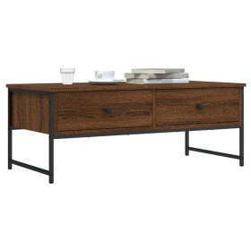 Mesa de centro madera de ingeniería marrón roble 101x49x39,5
