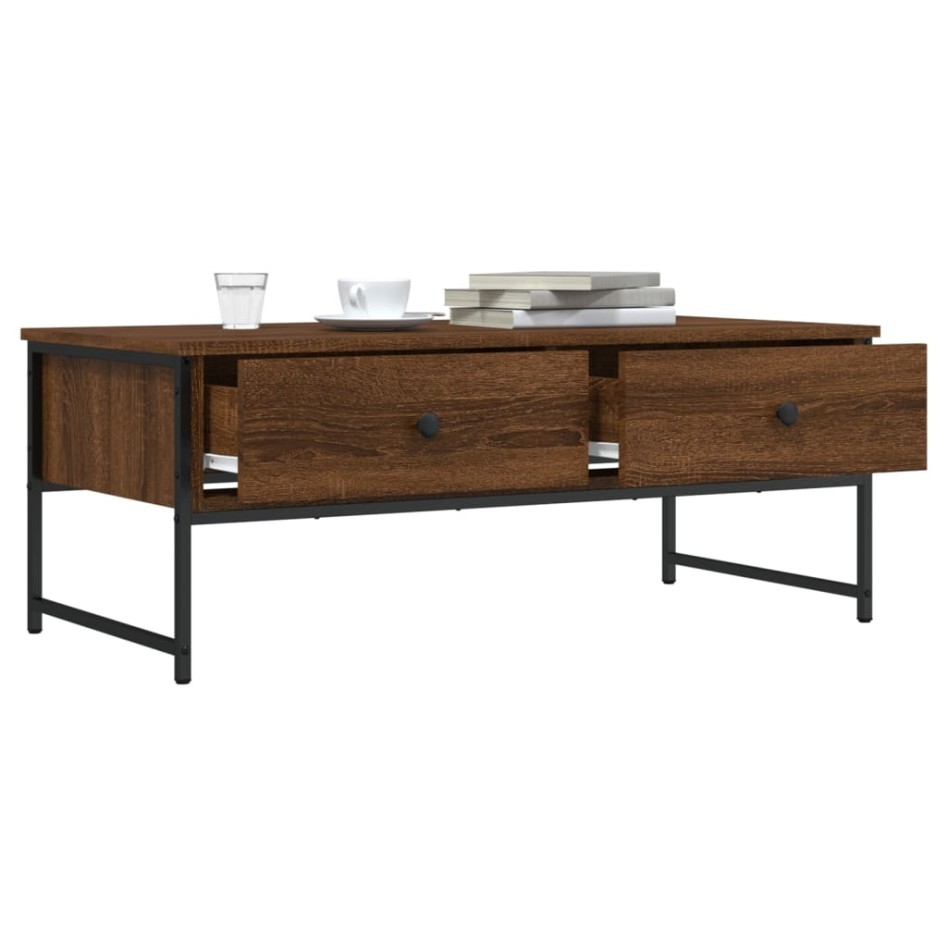 Mesa de centro madera de ingeniería marrón roble 101x49x39,5