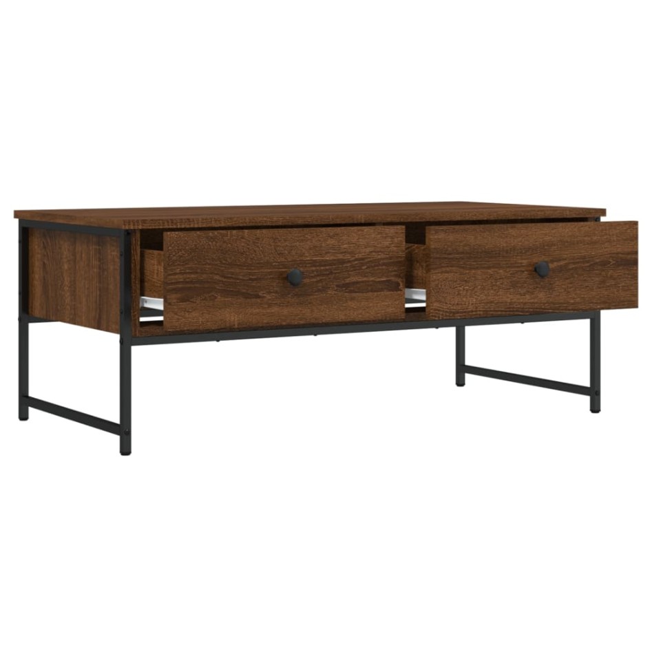 Mesa de centro madera de ingeniería marrón roble 101x49x39,5