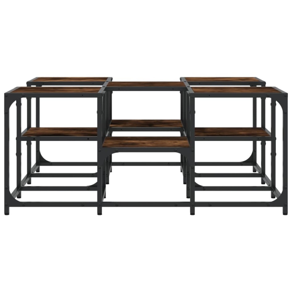 Mesa de centro madera de ingeniería roble ahumado 91x91x40