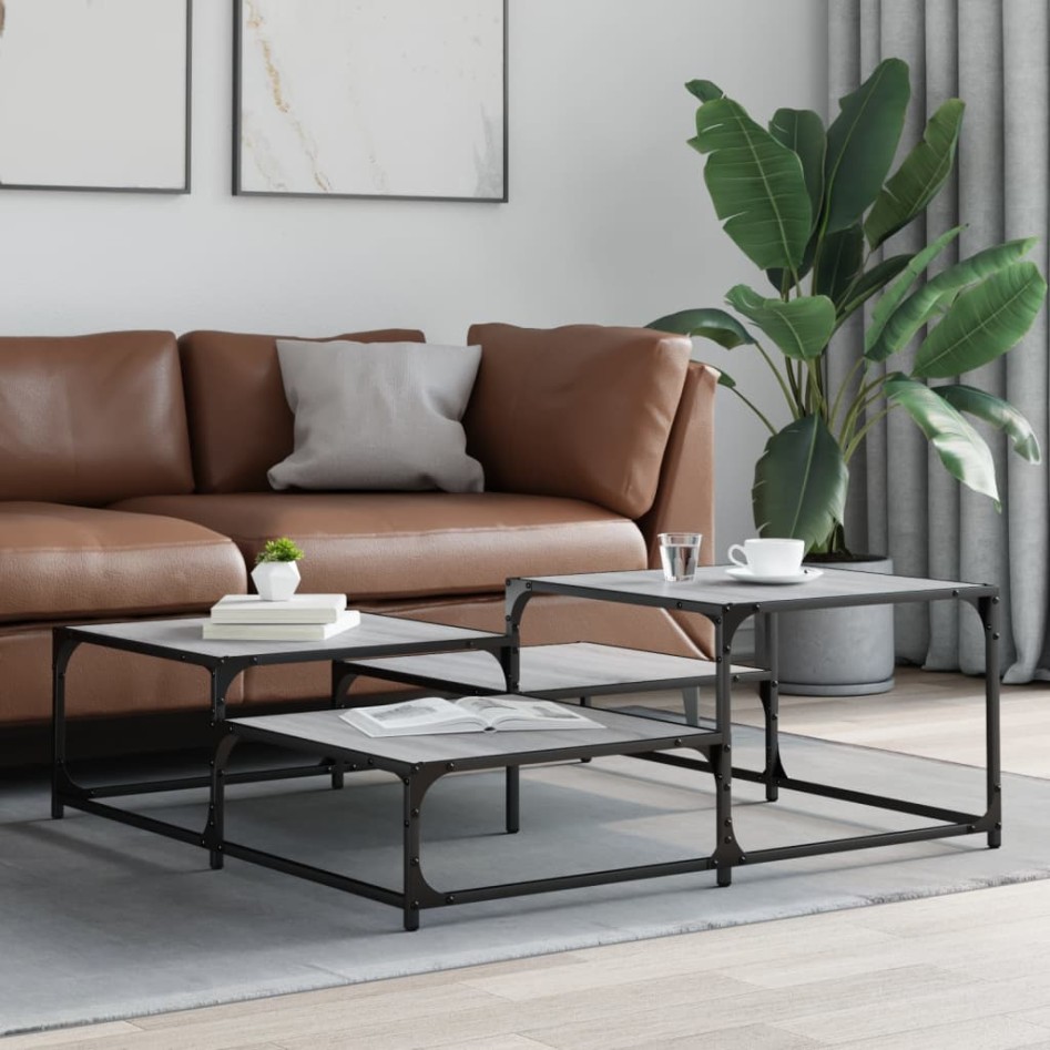 Mesa de centro madera de ingeniería gris Sonoma 107x107x40