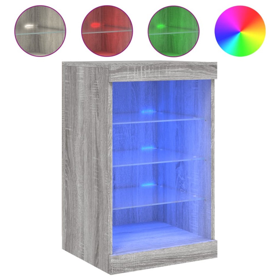 Aparador con luces LED gris Sonoma 41x37x67