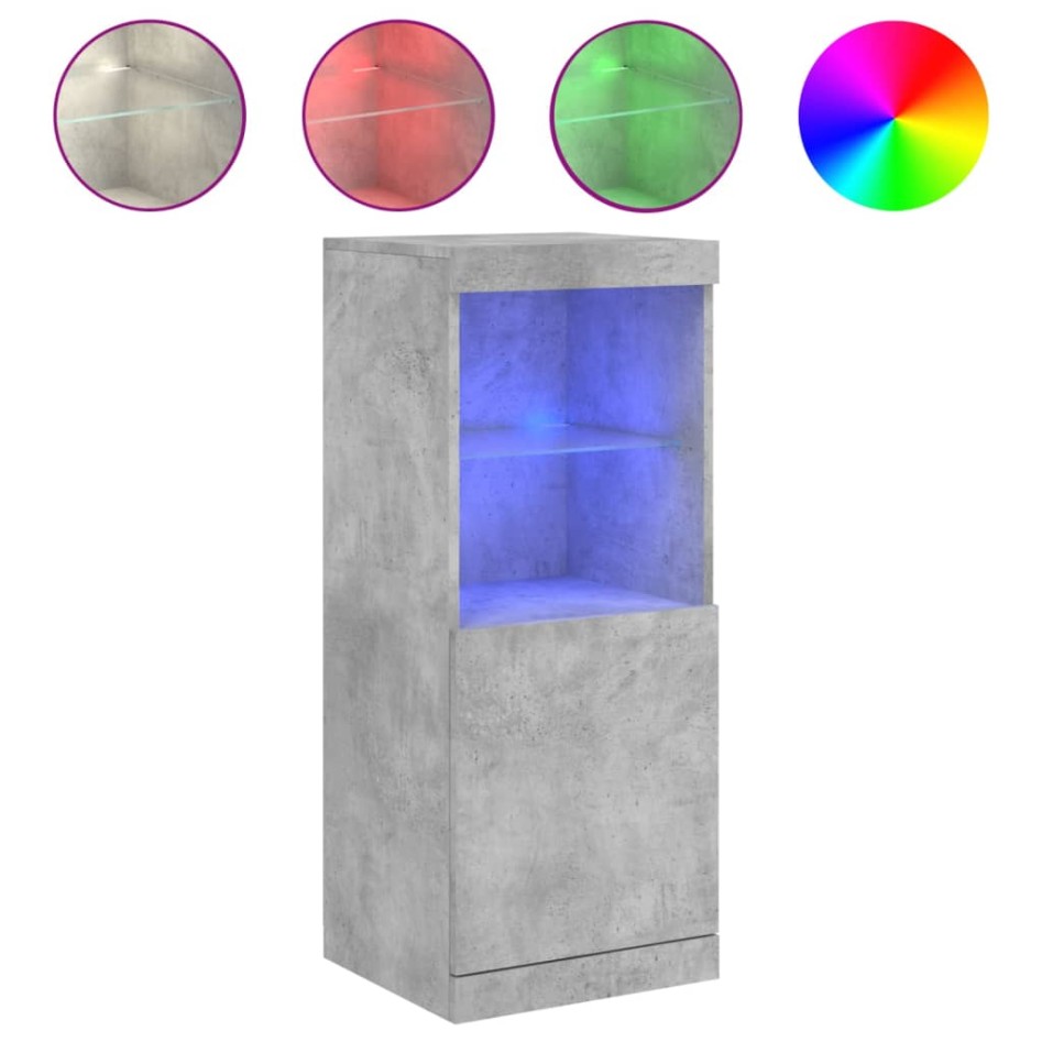 Aparador con luces LED gris hormigón 41x37x100