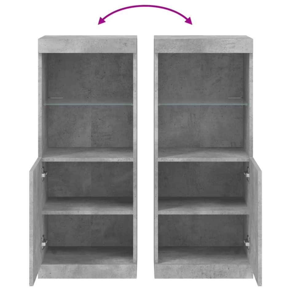 Aparador con luces LED gris hormigón 41x37x100