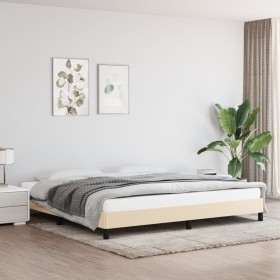 Estructura de cama de tela color crema 200x200