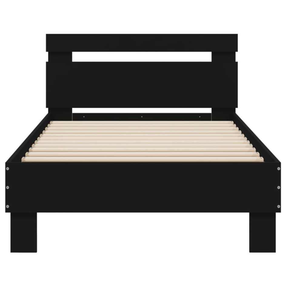 Cama con cabecero madera de ingeniería negra 90x190