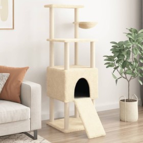 Rascador para gatos con postes de sisal crema 153