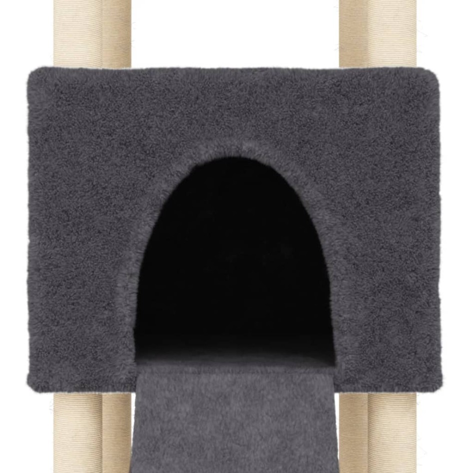 Rascador para gatos con postes de sisal gris oscuro 153