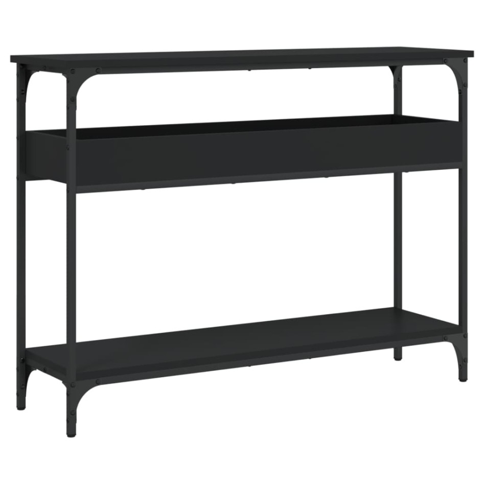 Mesa consola con estante madera ingeniería negra 100x29x75