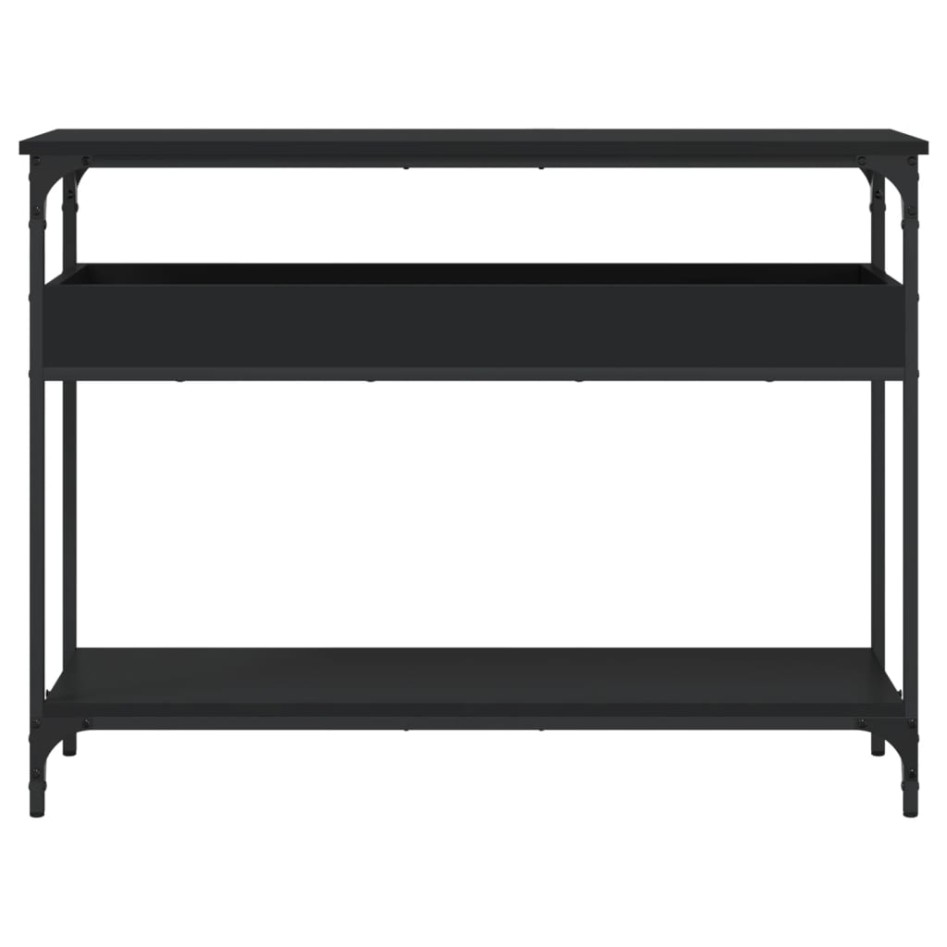 Mesa consola con estante madera ingeniería negra 100x29x75