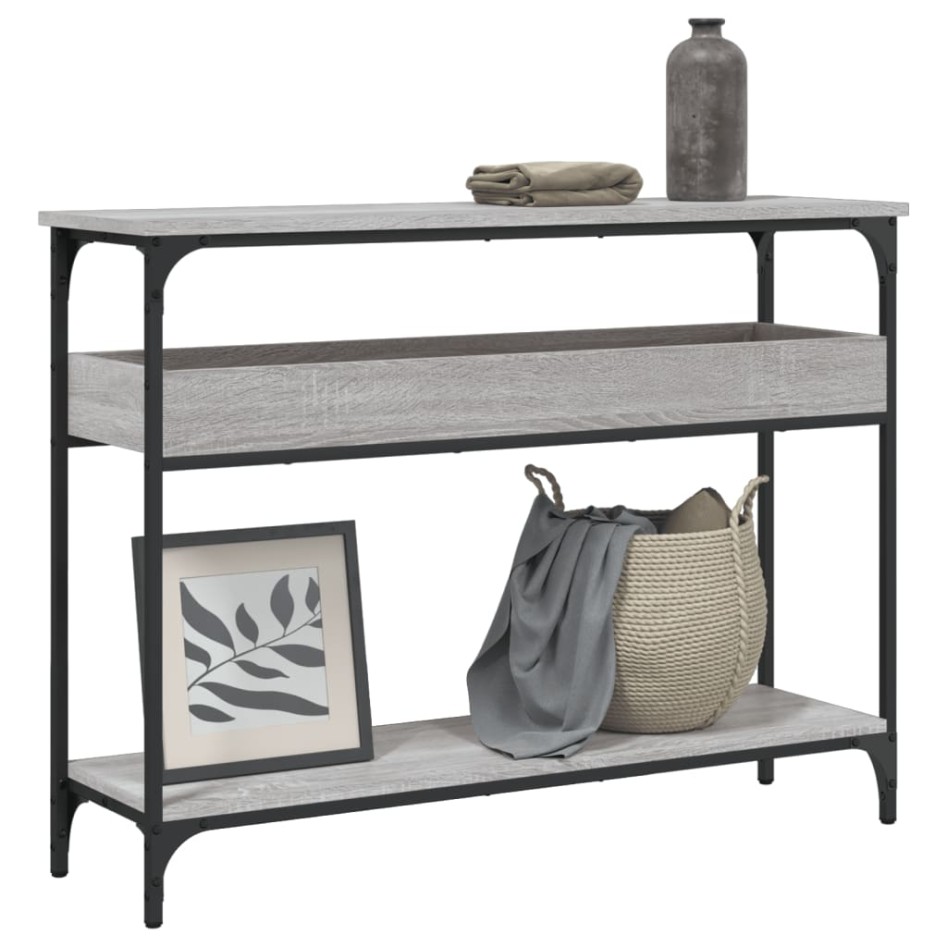 Mesa consola estante madera ingeniería Sonoma gris 100x29x75