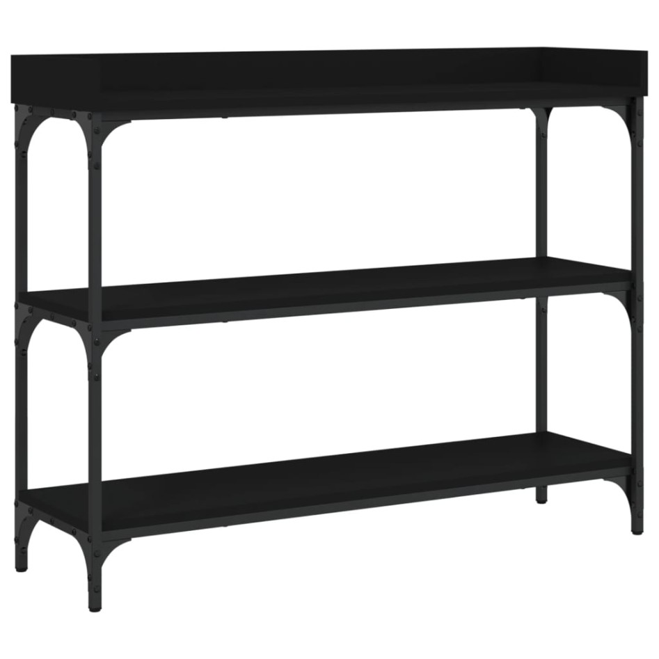 Mesa consola con estantes negro 100x30x80