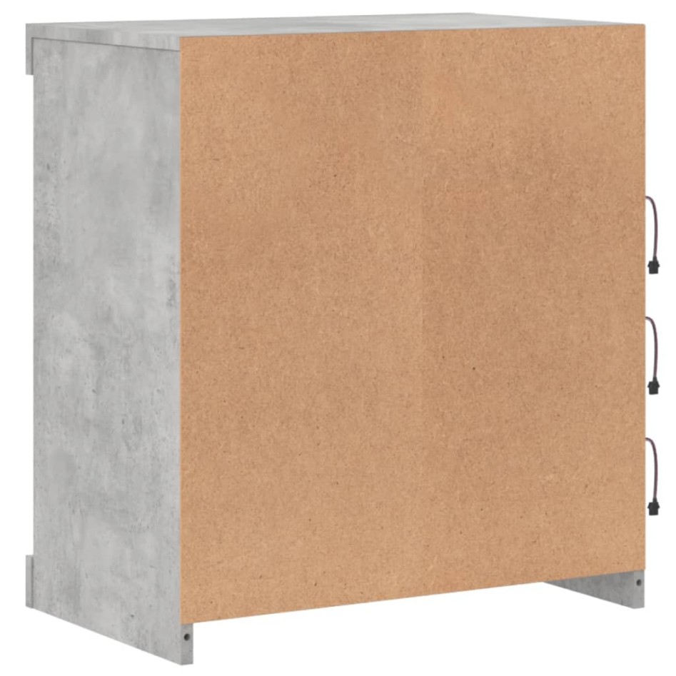 Aparador con luces LED gris hormigón 60,5x37x67