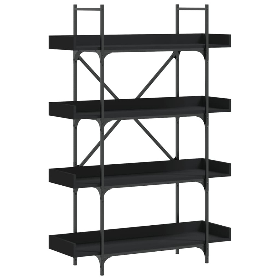Librería de 4 estantes madera ingeniería negro 100x33x145,5