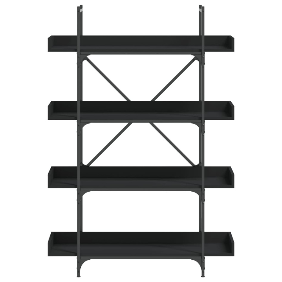 Librería de 4 estantes madera ingeniería negro 100x33x145,5