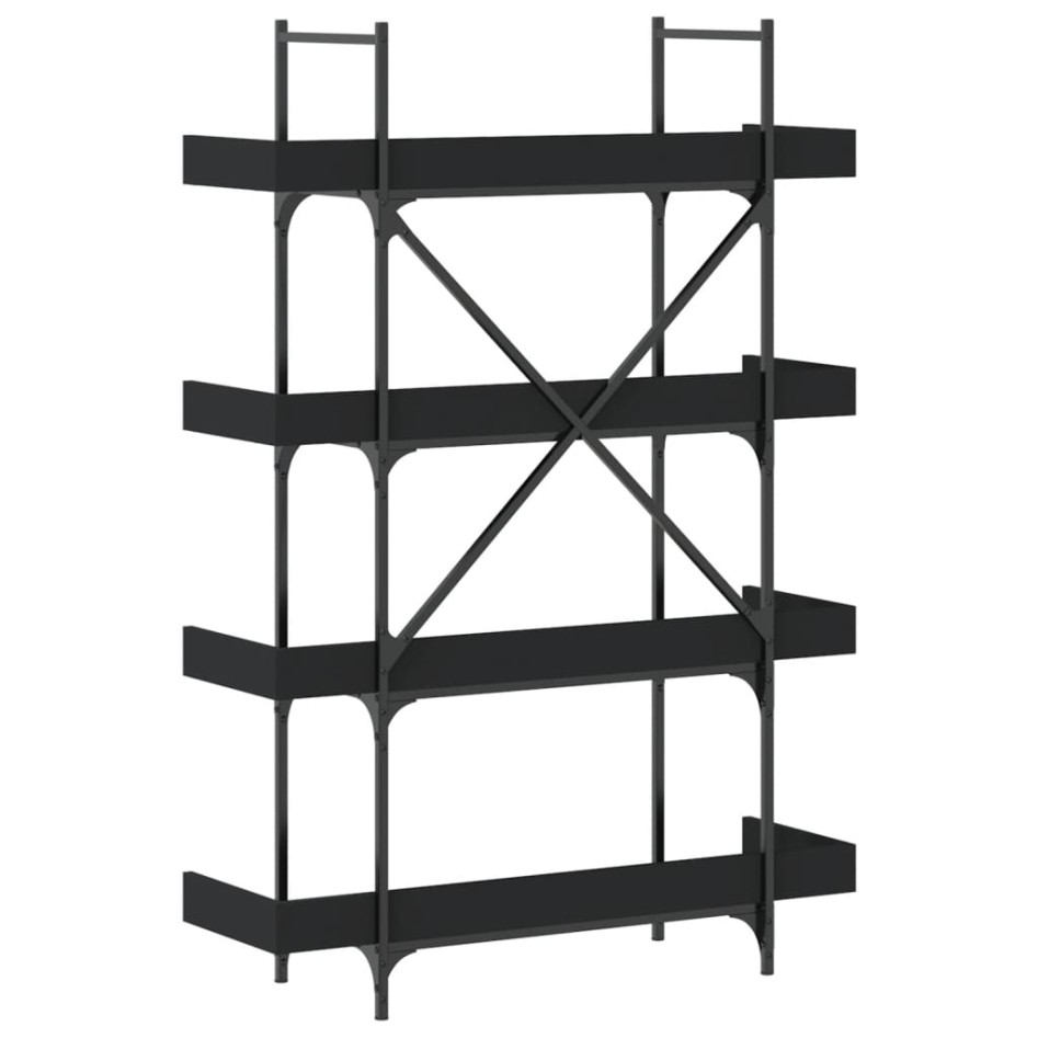 Librería de 4 estantes madera ingeniería negro 100x33x145,5
