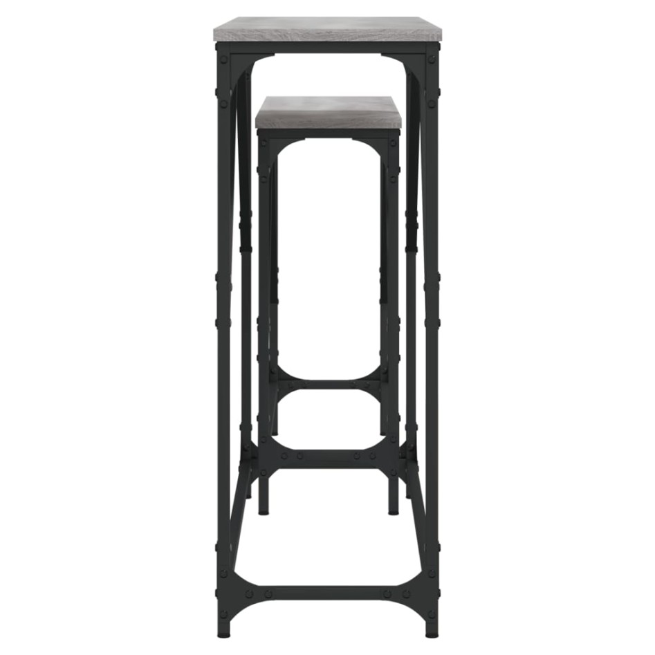 Mesas consola apilables 2 pzas madera ingeniería gris