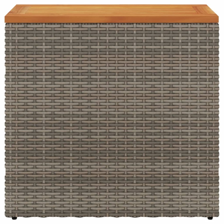 Mesa auxiliar jardín tapa madera ratán PE gris 58x27,5x55