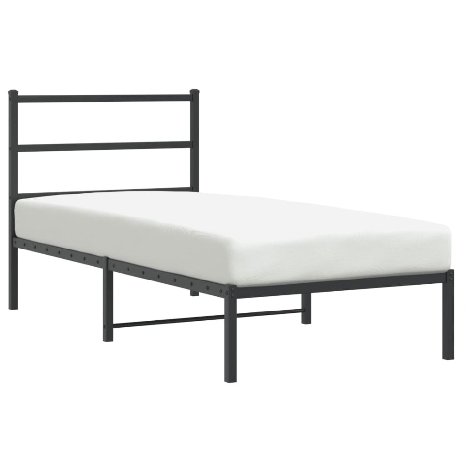 Estructura cama sin colchón con cabecero metal negro 90x190