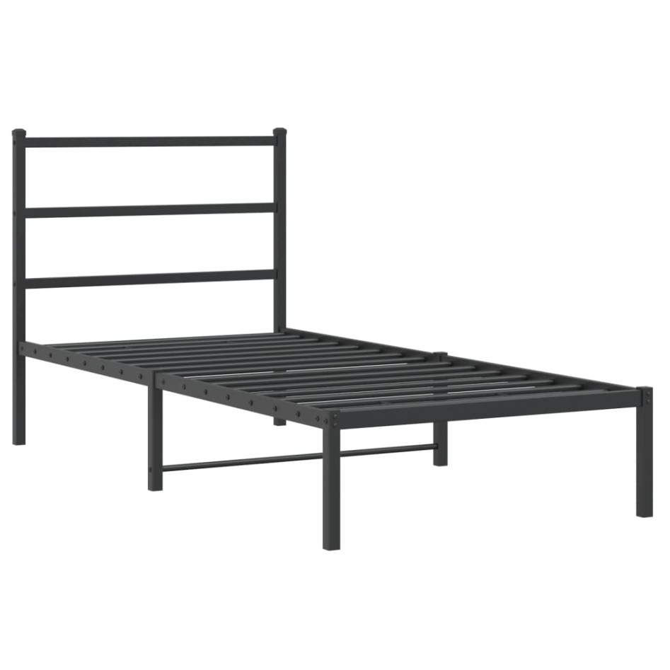 Estructura cama sin colchón con cabecero metal negro 90x190