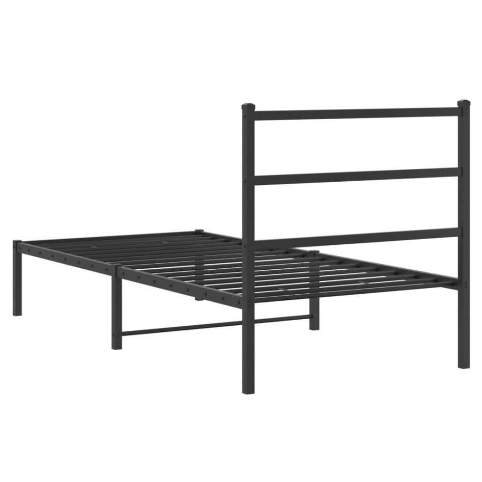 Estructura cama sin colchón con cabecero metal negro 90x190