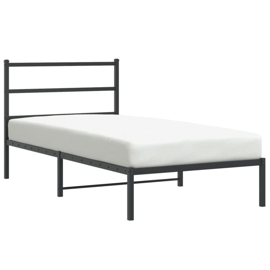 Estructura cama sin colchón con cabecero metal negro 100x200