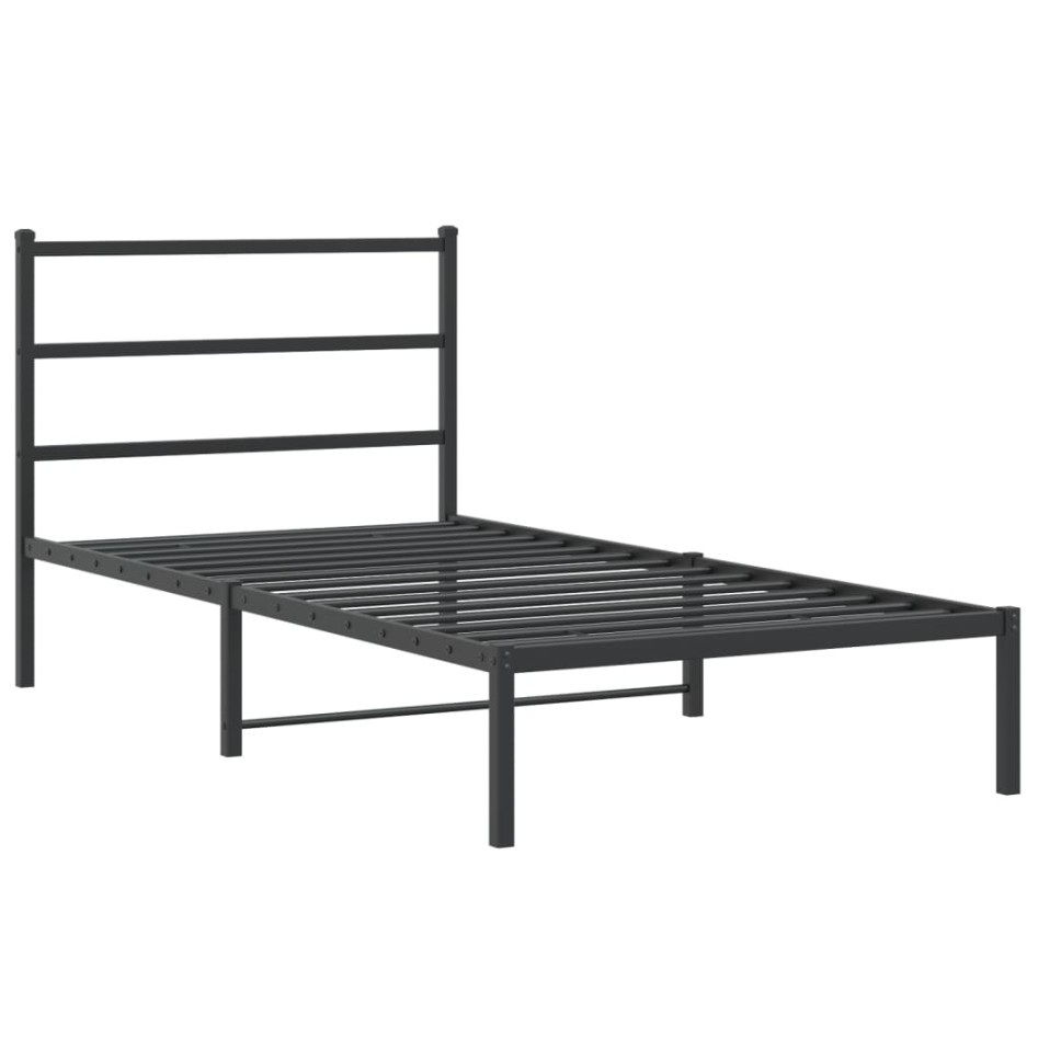 Estructura cama sin colchón con cabecero metal negro 100x200
