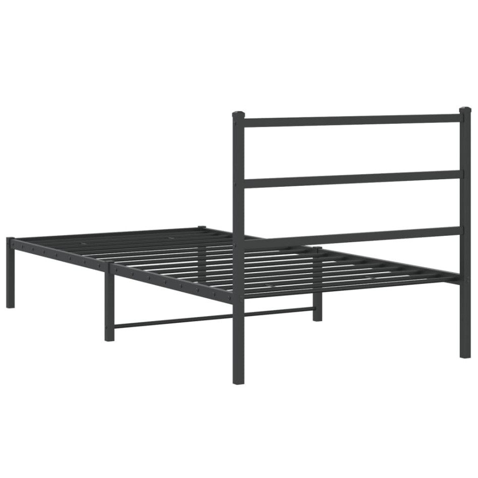 Estructura cama sin colchón con cabecero metal negro 100x200