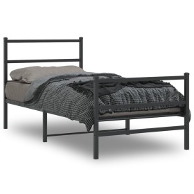 Estructura cama sin colchón con estribo metal negro 90x200