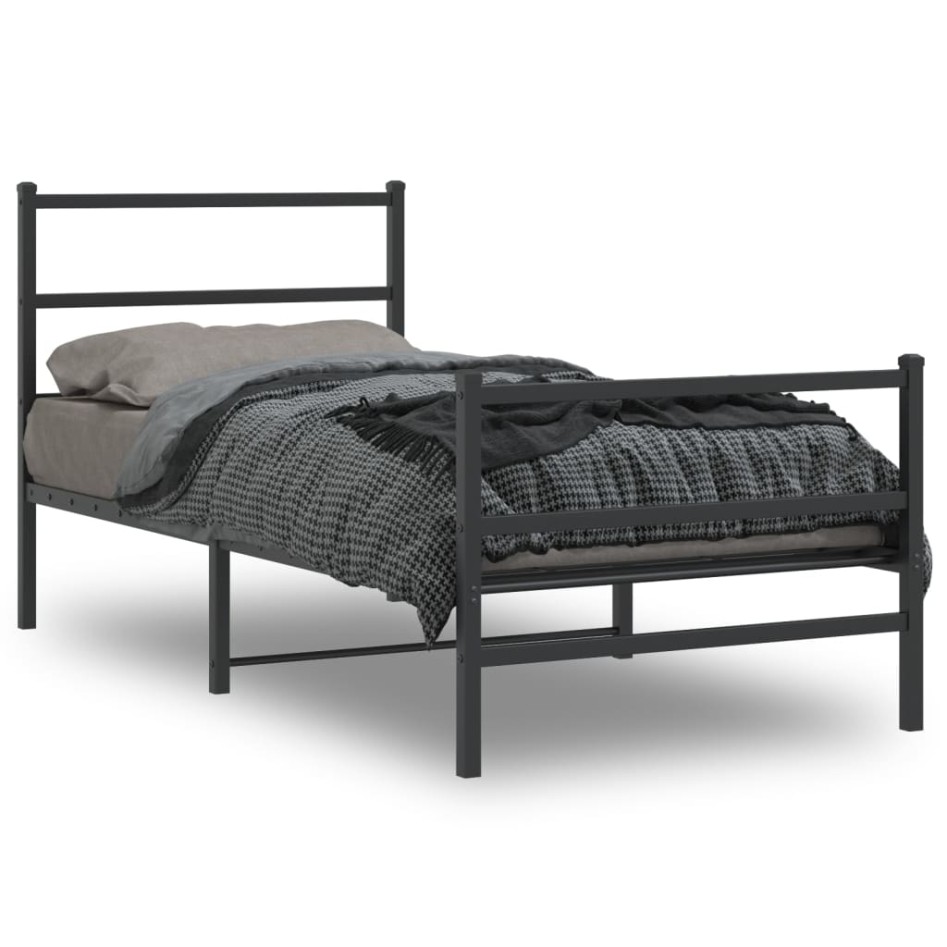 Estructura cama sin colchón con estribo metal negro 90x200