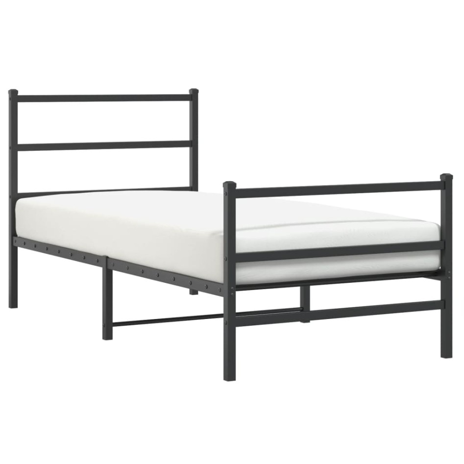 Estructura cama sin colchón con estribo metal negro 90x200