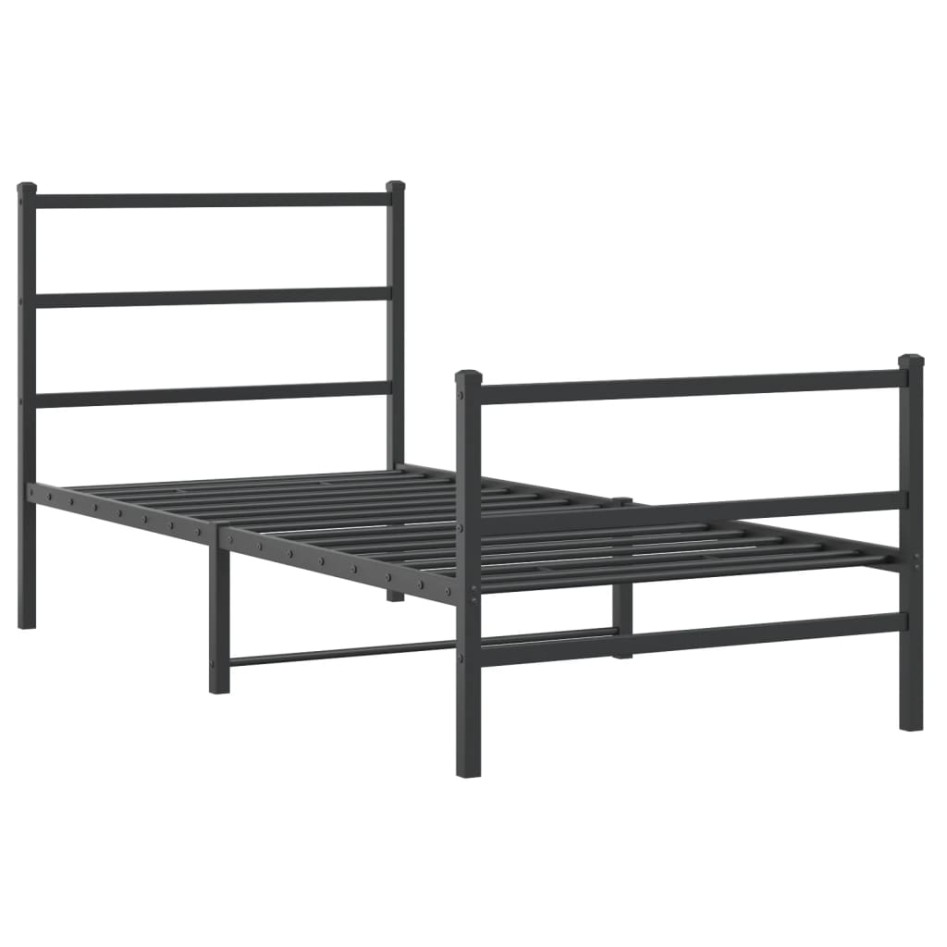 Estructura cama sin colchón con estribo metal negro 90x200
