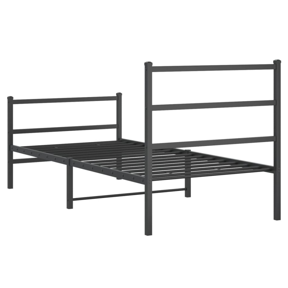 Estructura cama sin colchón con estribo metal negro 90x200