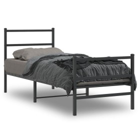 Estructura cama sin colchón con estribo metal negro 80x200
