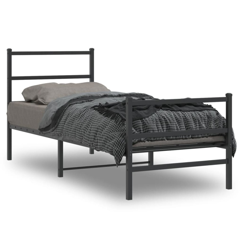 Estructura cama sin colchón con estribo metal negro 80x200