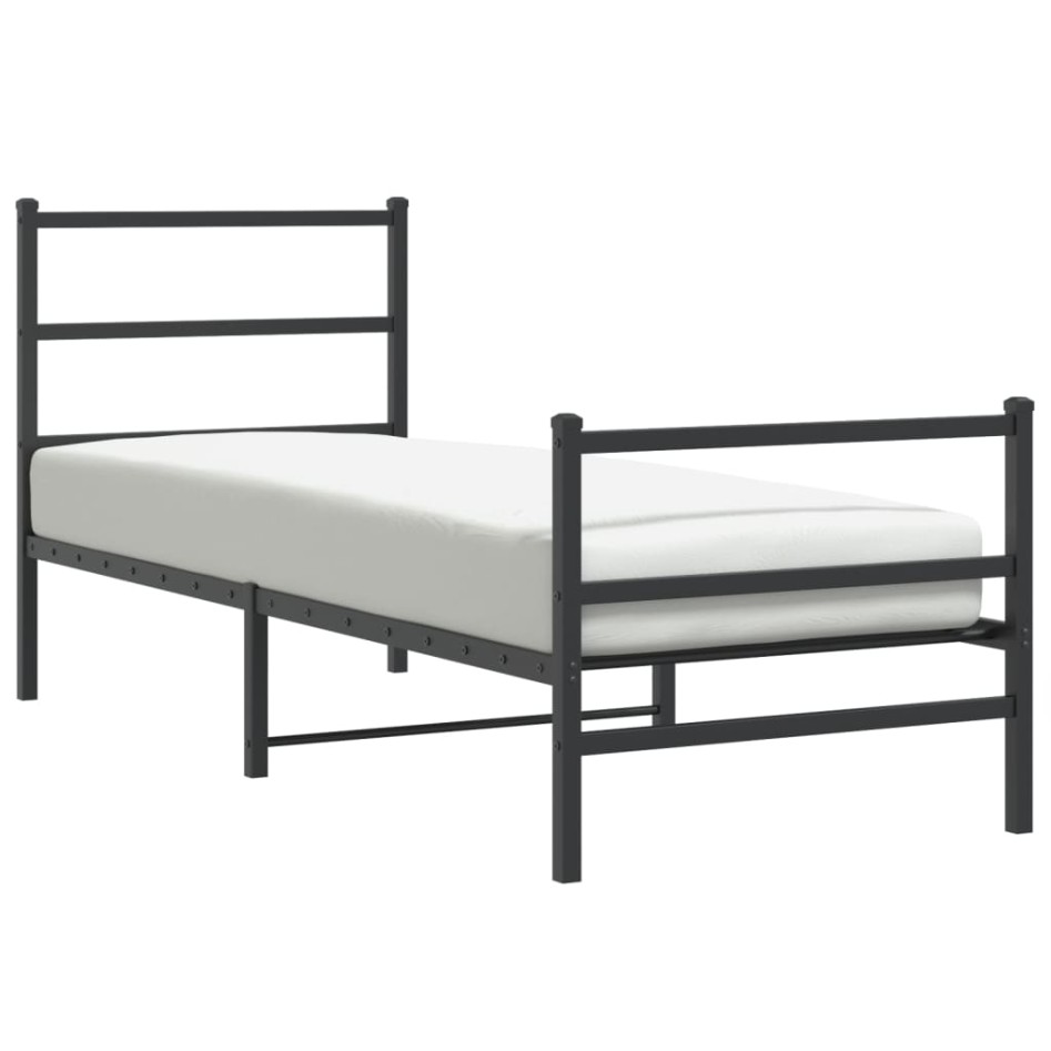 Estructura cama sin colchón con estribo metal negro 80x200