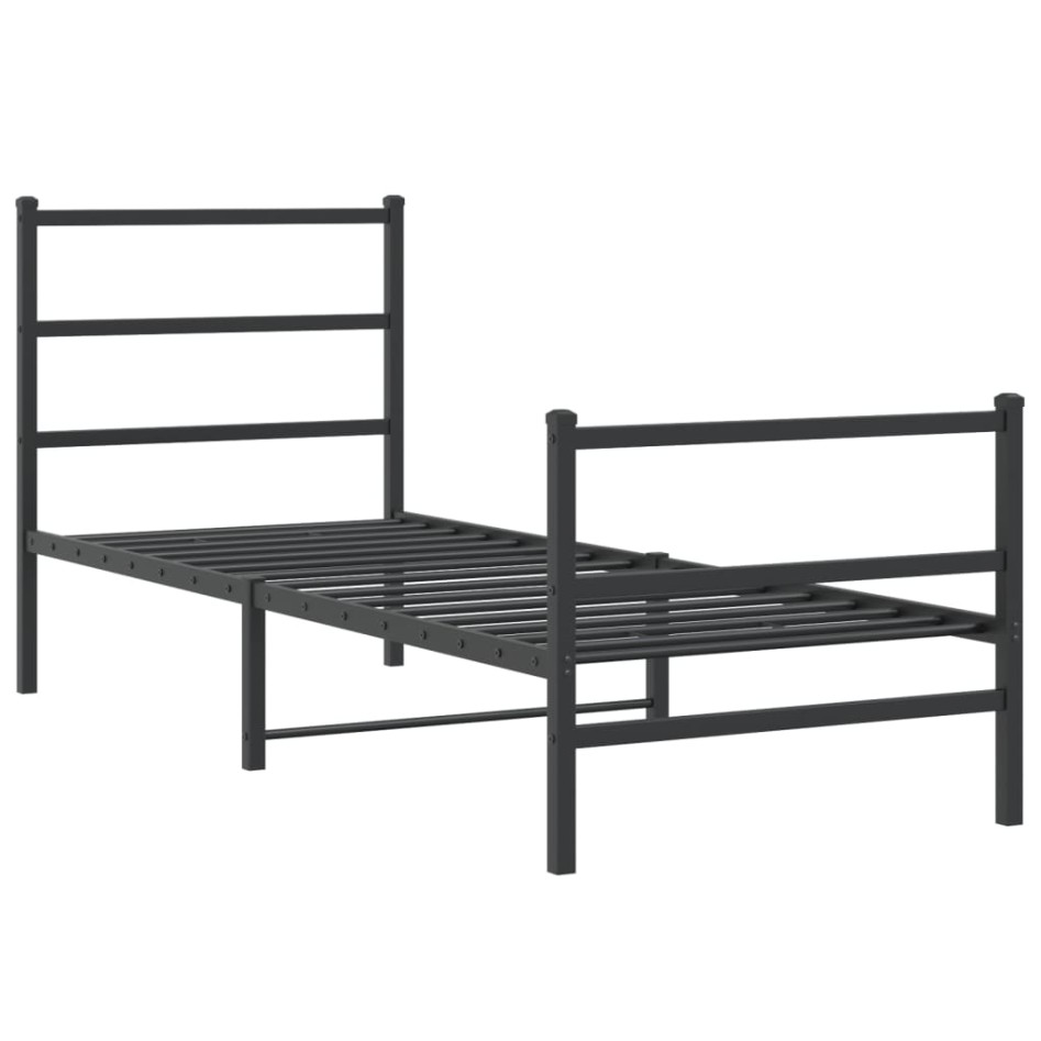 Estructura cama sin colchón con estribo metal negro 80x200