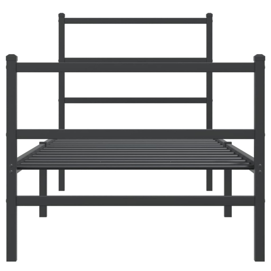 Estructura cama sin colchón con estribo metal negro 80x200