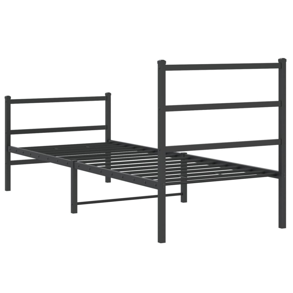 Estructura cama sin colchón con estribo metal negro 80x200