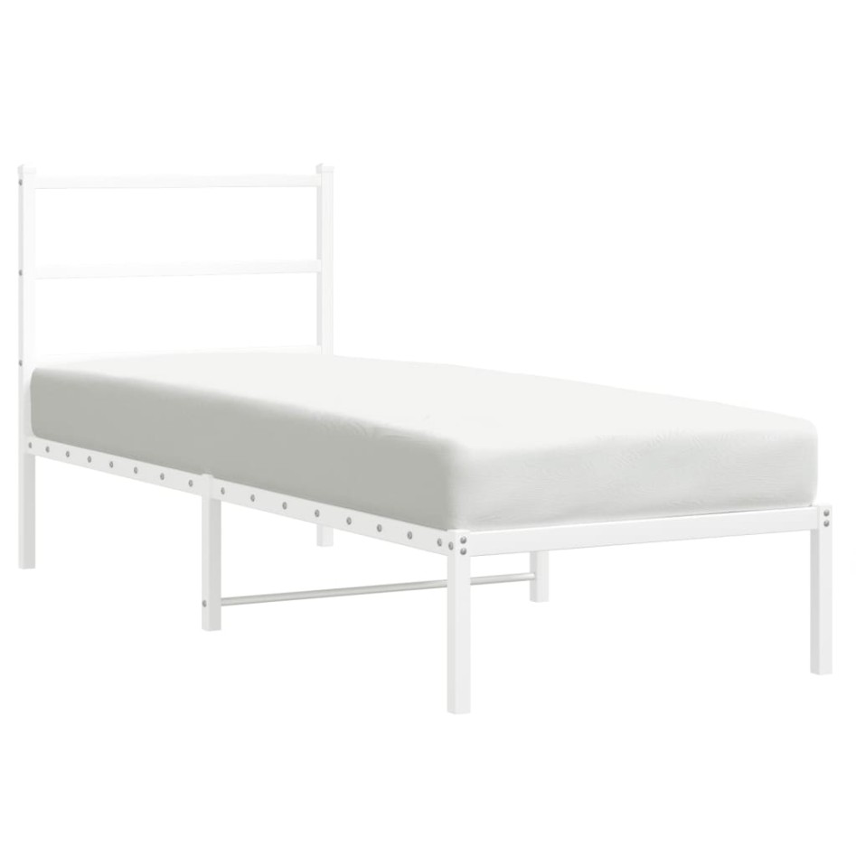 Estructura cama sin colchón con cabecero metal blanco 80x200