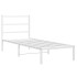 Estructura cama sin colchón con cabecero metal blanco 80x200