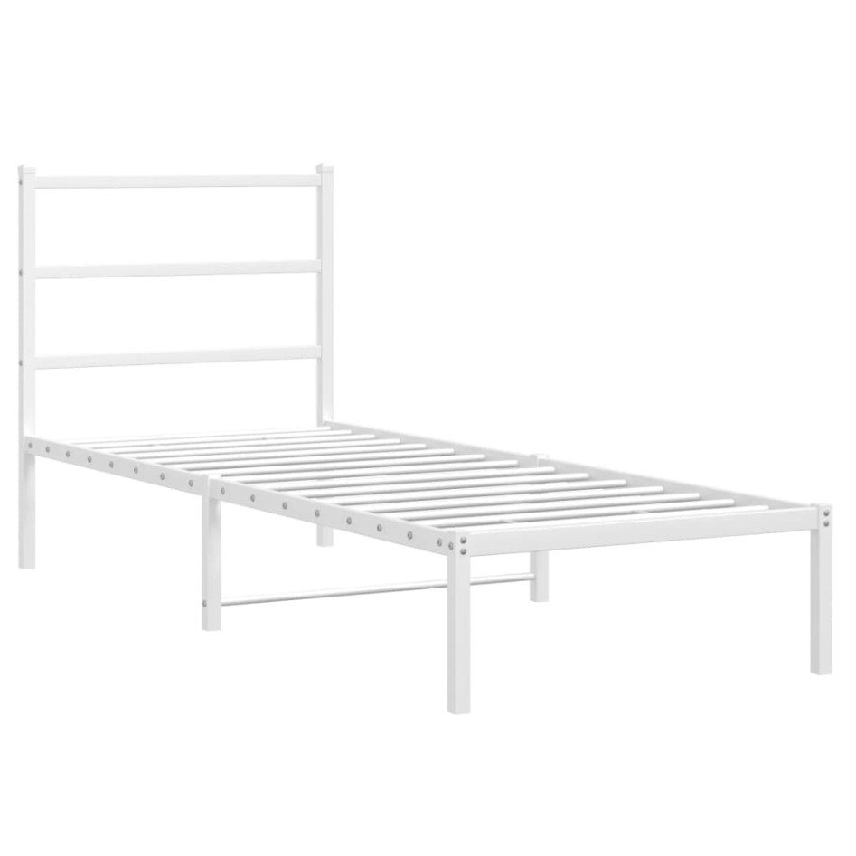 Estructura cama sin colchón con cabecero metal blanco 80x200
