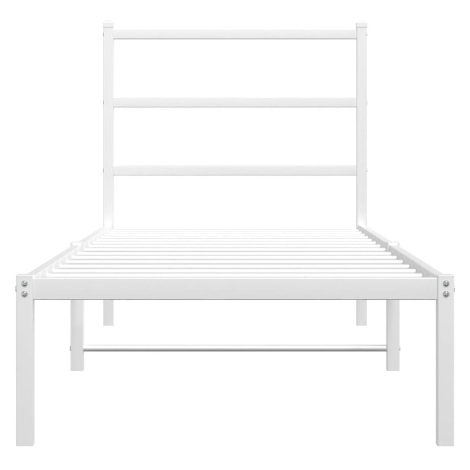 Estructura cama sin colchón con cabecero metal blanco 80x200