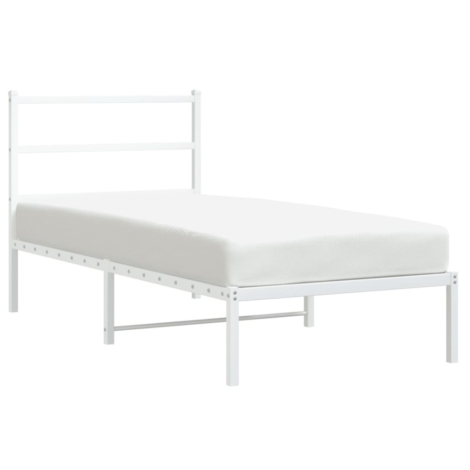 Estructura cama sin colchón con cabecero metal blanco 90x200