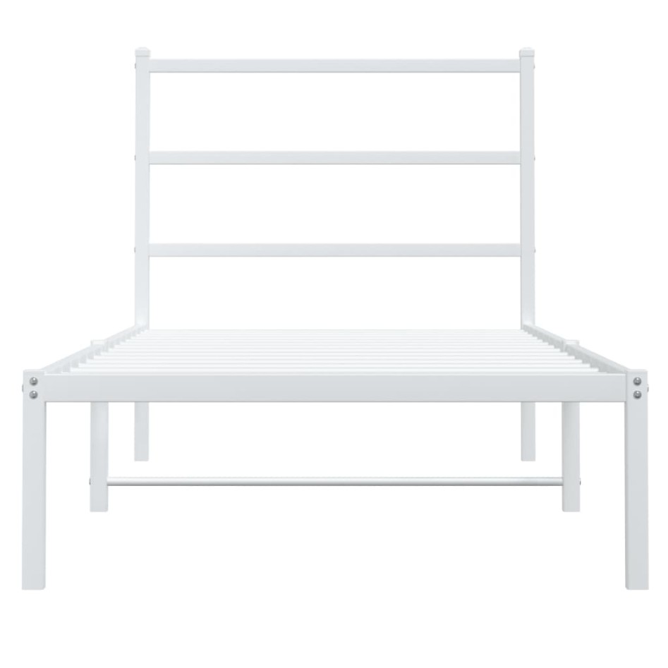 Estructura cama sin colchón con cabecero metal blanco 90x200