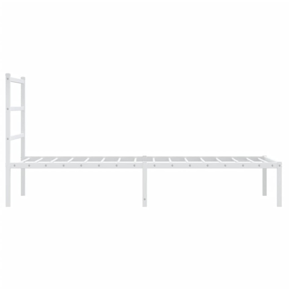 Estructura cama sin colchón con cabecero metal blanco 90x200