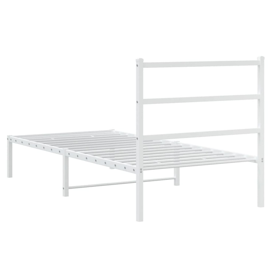 Estructura cama sin colchón con cabecero metal blanco 90x200