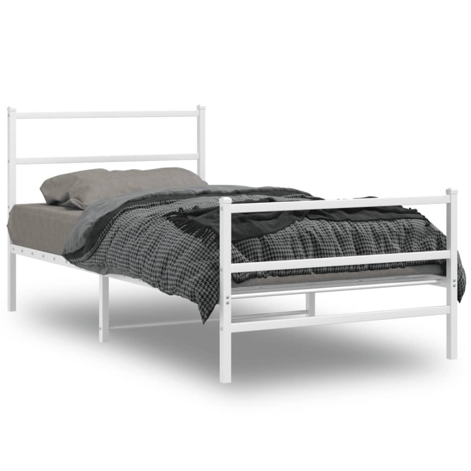Estructura cama sin colchón con estribo metal blanco 100x190