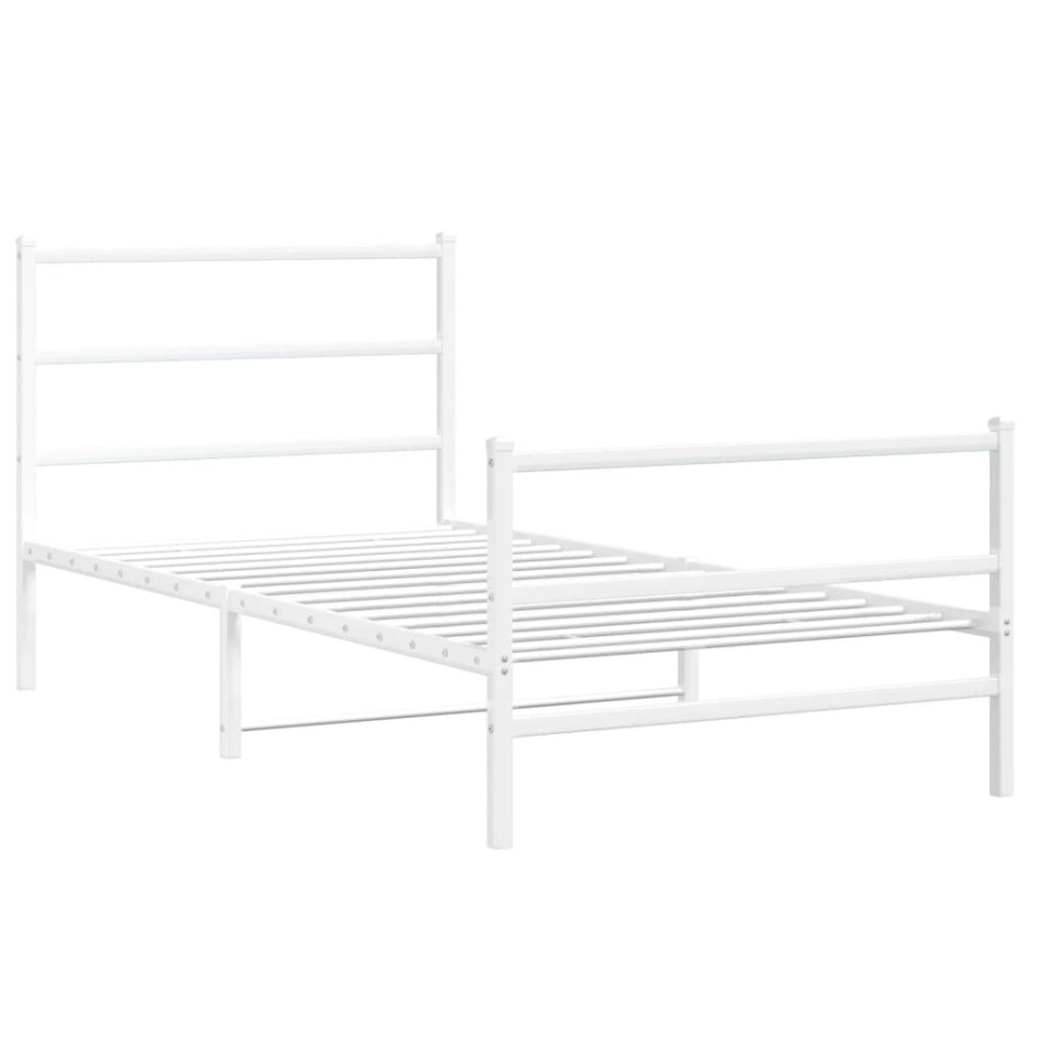 Estructura cama sin colchón con estribo metal blanco 100x190