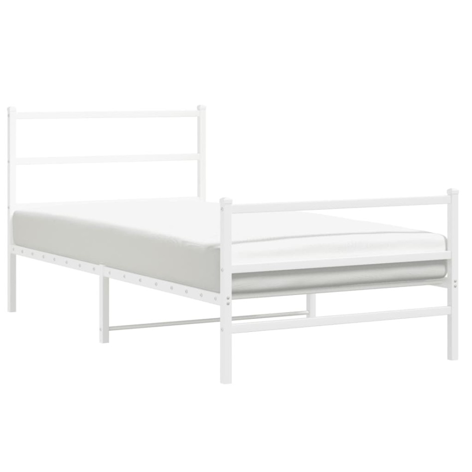 Estructura cama sin colchón con estribo metal blanco 100x190